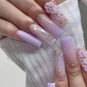 Purple glue on nails